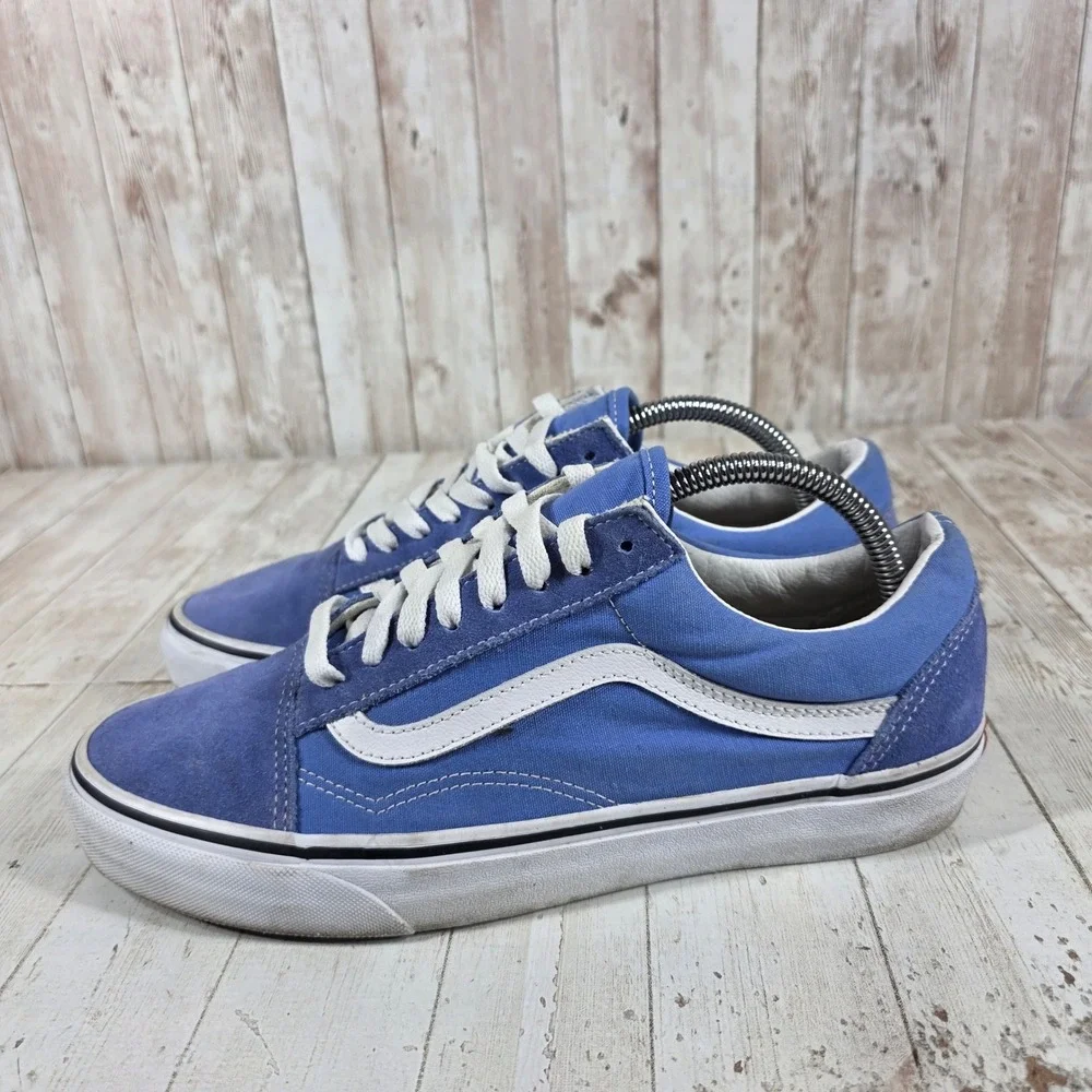 Vans Old Skool Blue White Canvas Suede Low Top Skate Shoes Mens 9 Womens 10.5